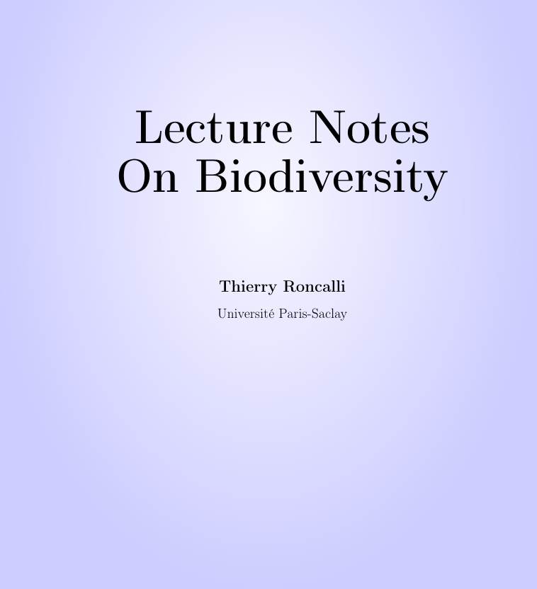 Lecture Notes On Biodiversity