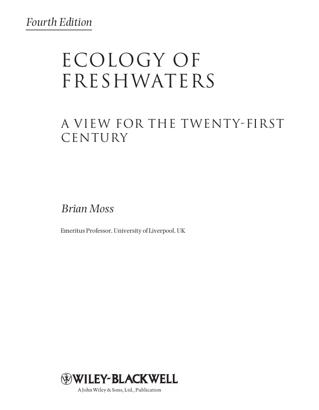 ECOLOGY OF FRESHWATERS