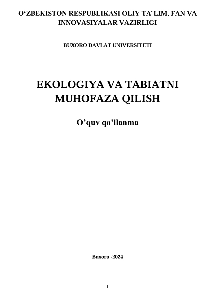 ECOLOGY AND NATURE  CONSERVATION