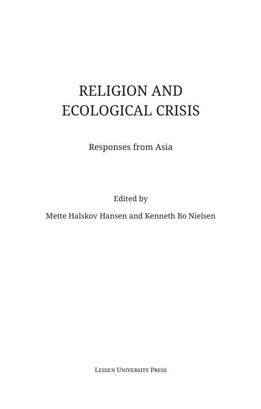 RELIGION AND  ECOLOGICAL CRISIS
