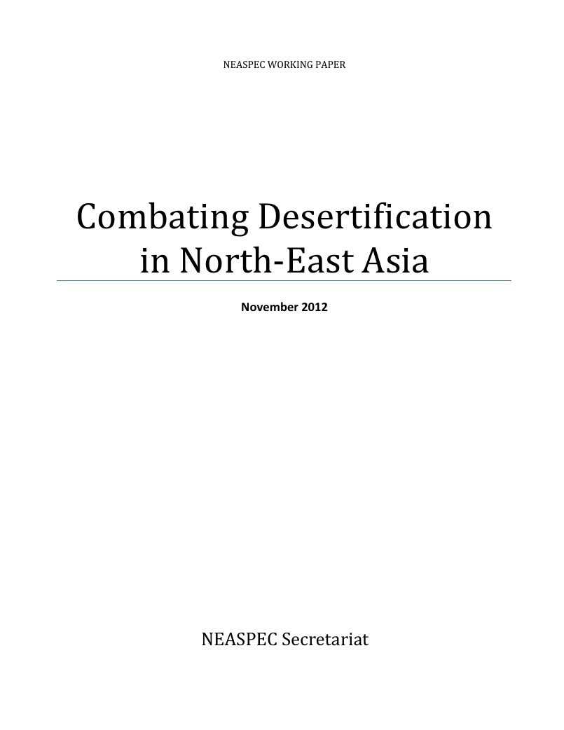 Combating Desertification  in North-East Asia